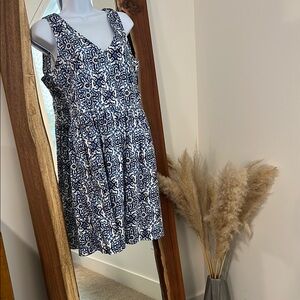 Milly Blue and White Midi Dress